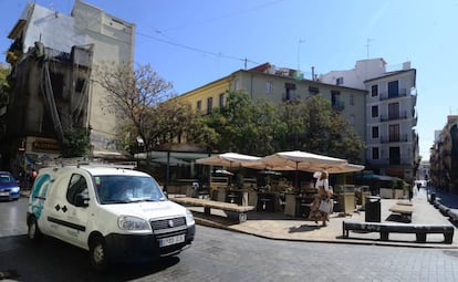 Tramo de la pla&ccedil;a del Tossal, en el barrio del Carme de Valencia, que pasa a ser peatonal.