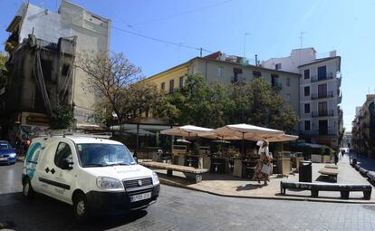 Tramo de la pla&ccedil;a del Tossal, en el barrio del Carme de Valencia, que pasa a ser peatonal.