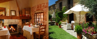 Jardín y comedor de la Posada Mingaseda de Navafría en Segovia.