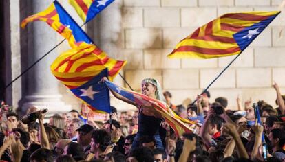 Celebracions de la independ&egrave;ncia a la pla&ccedil;a Sant Jaume.