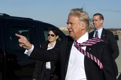 Donald Trump, este jueves, al volver a Washington desde Filadelfia