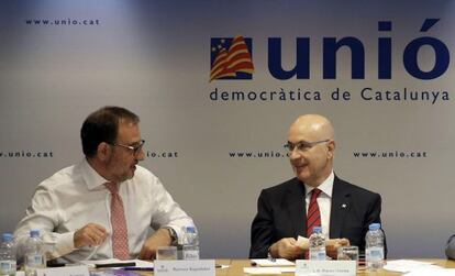 El president d'UDC, Josep Antoni Duran Lleida, i el secretari general, Ramon Espadaler.