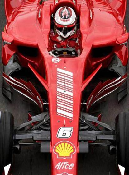 Kimi Raikkonen, ayer, en su Ferrari.