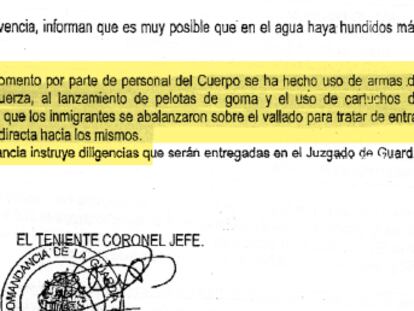 La Guardia Civil ocultó en sus informes la carga con pelotas de goma en el agua
