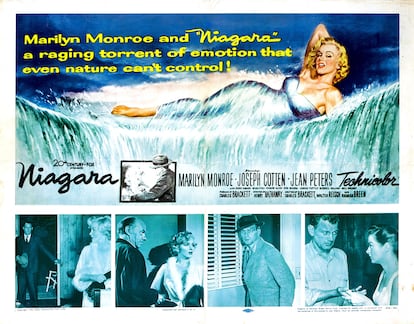 Cartel con fotogramas de la película 'Niágara', de 1953.
