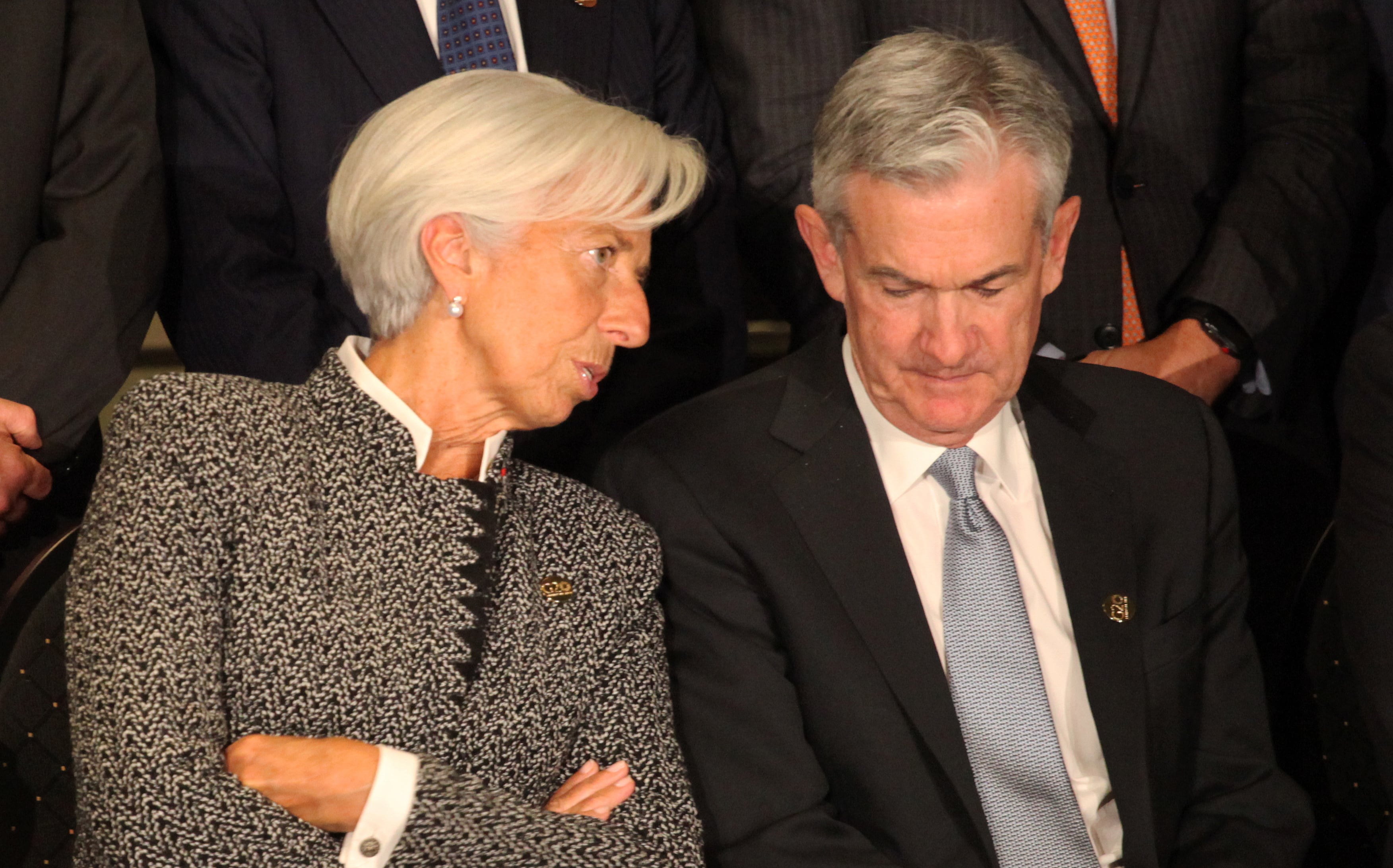 Christine Lagarde, presidenta del BCE, y Jerome Powell, presidente de la Fed.