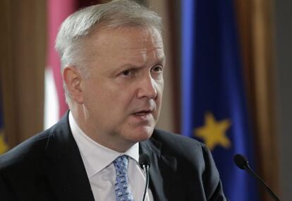 Olli Rehn, en un discurso en Riga (Letonia), este mes de enero.