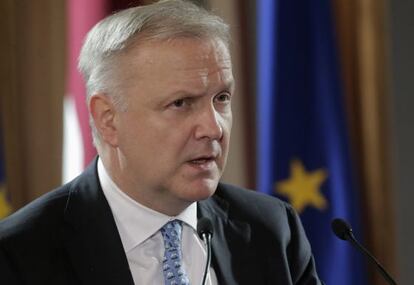 Olli Rehn, en un discurso en Riga (Letonia), este mes de enero. 