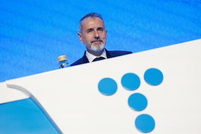 Marc Murtra, presidente de Telefónica, este jueves en la presentación de los resultados de la empresa.