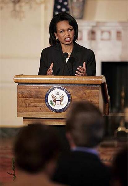 Condoleezza Rice, ayer, durante una conferencia de prensa.