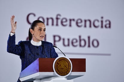 Claudia Sheinbaum durante la conferencia matutina en el Palacio Nacional de Ciudad de México.