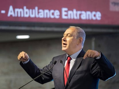 El primer ministro de Israel, Benjam&iacute;n Netanyahu, el martes en la inauguraci&oacute;n de un hospital. 