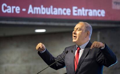 El primer ministro de Israel, Benjam&iacute;n Netanyahu, el martes en la inauguraci&oacute;n de un hospital. 