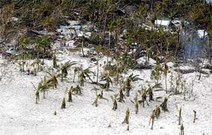 Restos de un poblado en la isla de Tikopia tras el paso del ciclón que arrasó algunas islas de las Salomón.