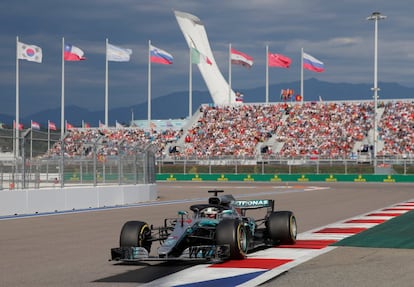 El piloto britnico Lewis Hamilton durante la carrera.