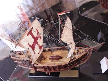 Maqueta del barco espa&ntilde;ol que lleg&oacute; a San Agust&iacute;n (Florida), donde se celebra el descubrimiento.
