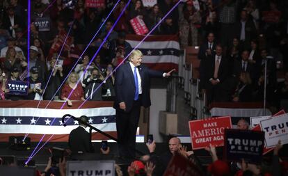 Donald Trump a Manchester, New Hampshire.