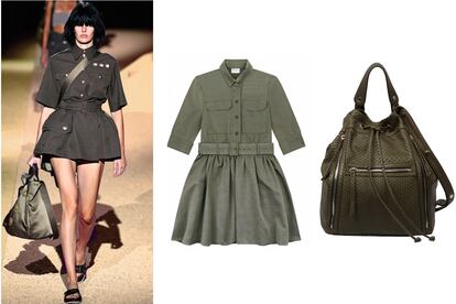 INSPIRACIÓN MILITAR: diseño de pasarela de Marc Jacobs, vestido de Asos y bolso de Gerard Darel.