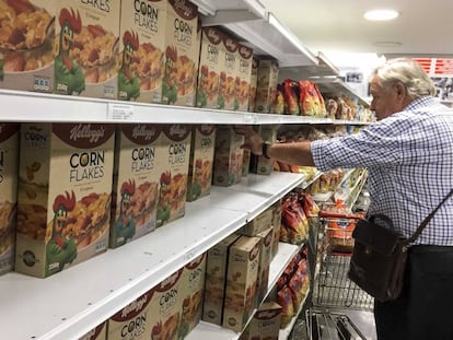 Cajas de cereales de  Kellogg hoy,en Caracas.
