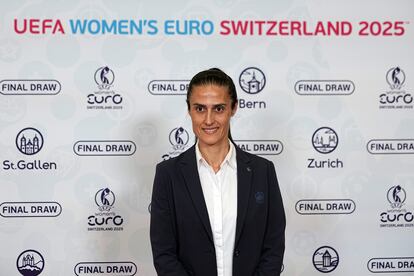 Montse Tomé, este lunes en el sorteo de la Eurocopa celebrado en Lausana (Suiza).