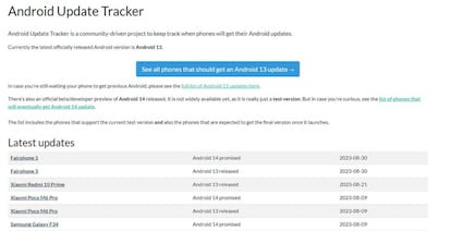 Interfaz Android Update Tracker