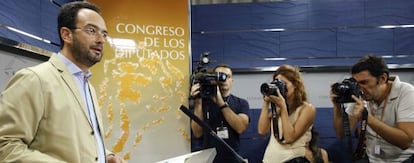 El portavoz del PSOE en el Congreso, Antonio Hernando, en el Congreso de los Diputados. 