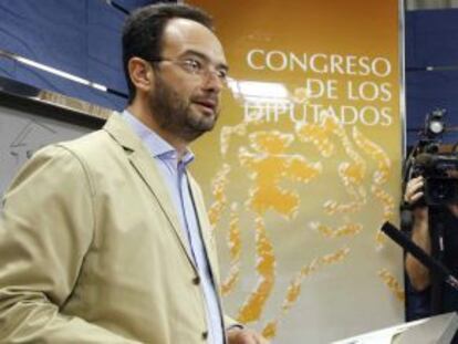 El portavoz del PSOE en el Congreso, Antonio Hernando, en el Congreso de los Diputados. 