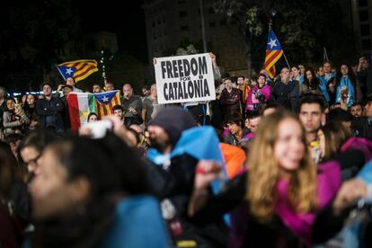 Concentración en favor de la independencia en la Plaza Cataluña (Barcelona), el pasado 1 de Octubre