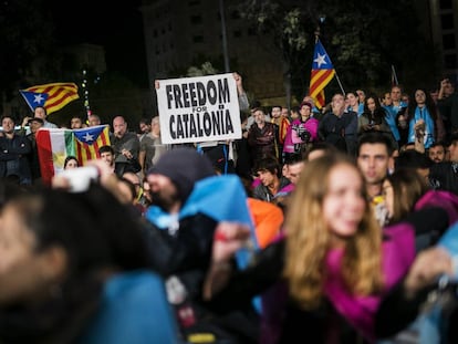 Concentraci&oacute;n en favor de la independencia en la Plaza Catalu&ntilde;a (Barcelona), el pasado 1 de Octubre