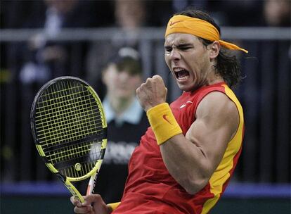 Nadal celebra un golpe ganador en su partido ante Kiefer.