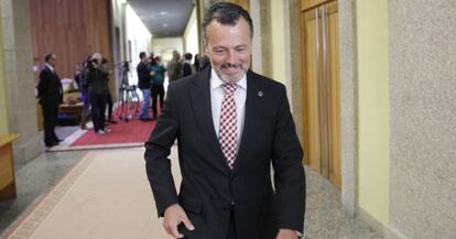 Agustín Hernández, esta mañana en el Parlamento gallego