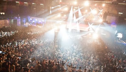 Fiesta de Halloween en el pabell&oacute;n Madrid Arena, en la madrugada del 1 de noviembre.  