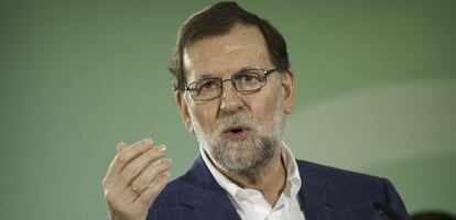 El presidente del Gobierno en funciones y presidente del Partido Popular, Mariano Rajoy, durante su intervención en la Junta Directiva del Partido Popular de Córdoba.