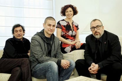 Left to right: Agustí Villaronga, Rodrigo Cortés, Iciar Bollain and Alex de la Iglesia, after the party for Goya candidates on January 22.