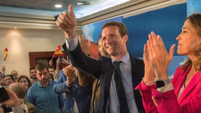 El presidente del PP, Pablo Casado, en un acto este martes en Ciudad Real.