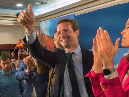 El presidente del PP, Pablo Casado, en un acto este martes en Ciudad Real. 