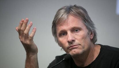 El actor Viggo Mortensen, el jueves en Barcelona. 