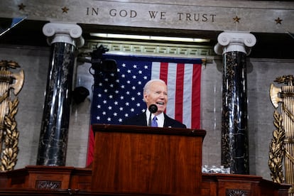 Joe Biden, presidente de EE UU, durante el discurso del Estado de la unión en Washington.