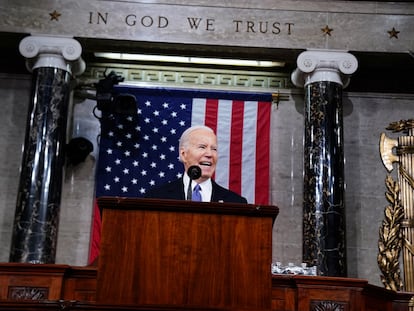 Joe Biden, presidente de EE UU, durante el discurso del Estado de la unión en Washington.