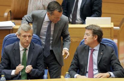 Feijóo, Alfonso Rueda y el conselleiro, Agustín Hernández