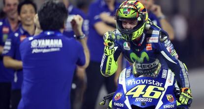 Rossi celebra la seva vict&ograve;ria a Qatar. 