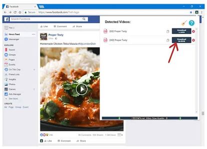 Los vídeos de Facebook se descargan en un clic