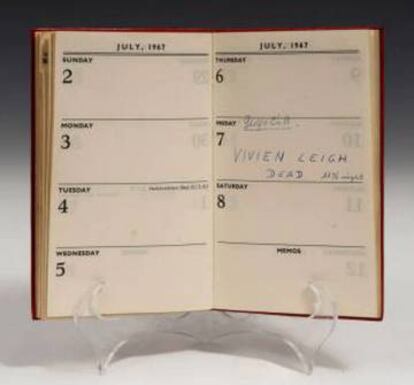 Agenda de Vivien Leigh del 1976, l'any en què va morir, que s'ha venut per 7.916 euros.