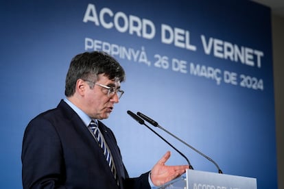 El expresidente de la Generalitat Carles Puigdemont, este martes en Perpiñán.