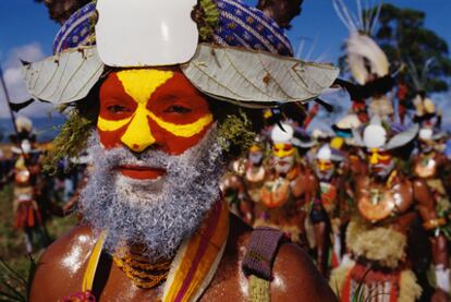 Celebración del Mount Hagen Cultural Show en Papúa-Nueva Guinea en septiembre 1998.