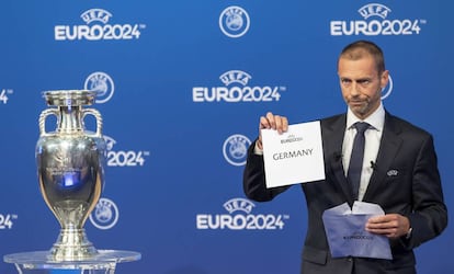 El presidente de la UEFA, Aleksander Ceferin, anuncia que Alemania sea la organizadora de la Eurocopa 2024.