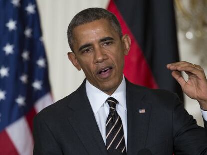 O presidente Obama durante apresentação na Casa Branca.