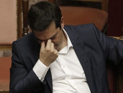 El primer ministro griego, Alexis Tsipras, tras su discurso en el Parlamento, el 5 de junio.