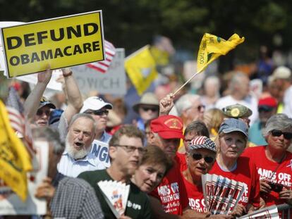 Manifestación del Tea Party contra la reforma sanitaria impulsada por el presidente de Estados Unidos Barack Obama.