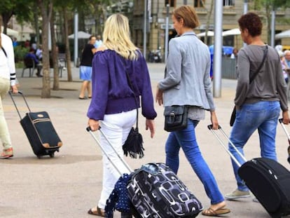 Un grupo de turistas en Valencia.